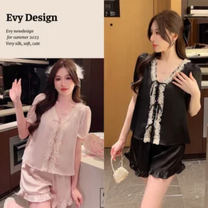 Bộ Pijama cộc tay, bộ phối ren